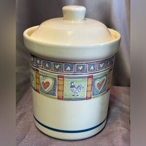 Treasure Craft USA Ceramic Americana Quilt Crock Rooster Canister Pre-owne